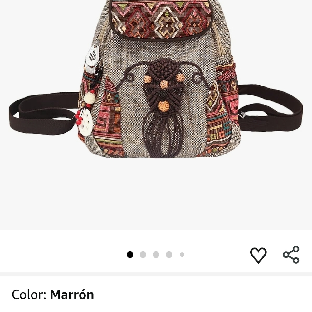 Ethnic Patterned Backpack with Brown Accents